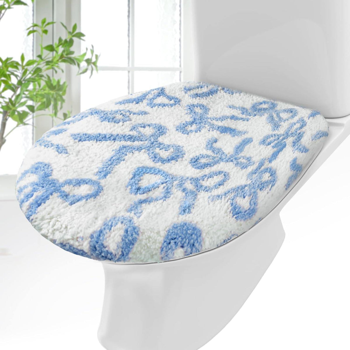 Toilet Lid Cover Washable Cute Plush Toilet Cover