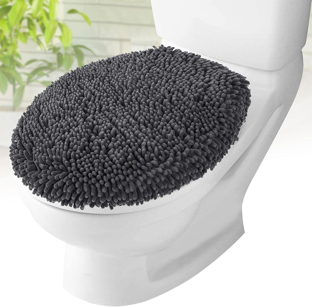 Toilet Lid Cover - Plush Microfiber Oval Toilet Seat Covers for Bathroom