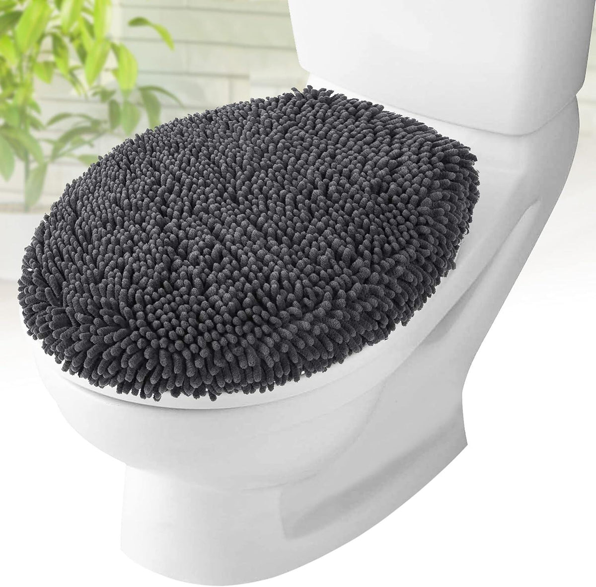 Toilet Lid Cover - Plush Microfiber Oval Toilet Seat Covers for Bathroom