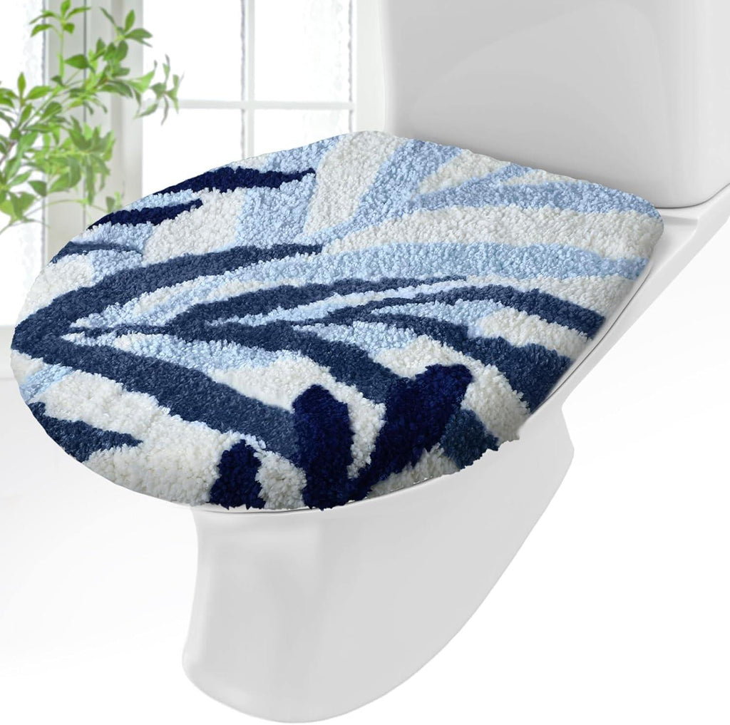 Bathroom Toilet Lid Cover Soft Microfiber, Plush Tufted Toilet Seat