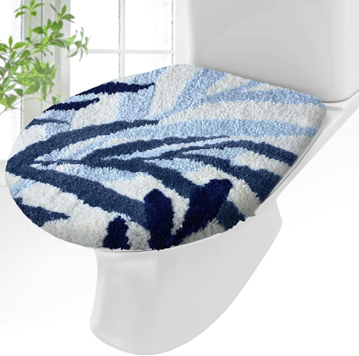 Bathroom Toilet Lid Cover Soft Microfiber, Plush Tufted Toilet Seat