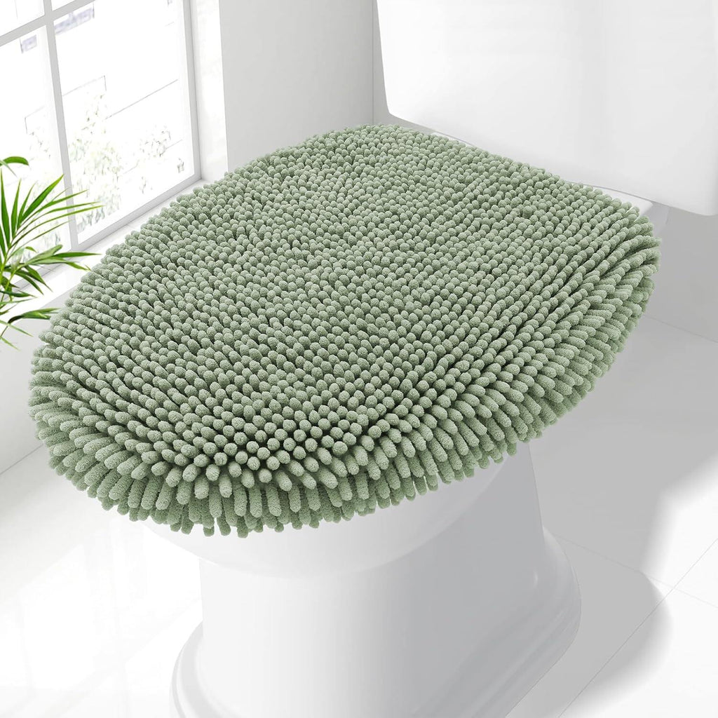 Soft Chenille Bathroom Toilet Lid Cover, Machine Washable Covers