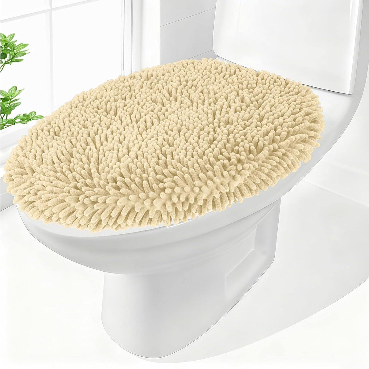 Elongated Toilet Seat Cover ,Adjustable Rubber Backing