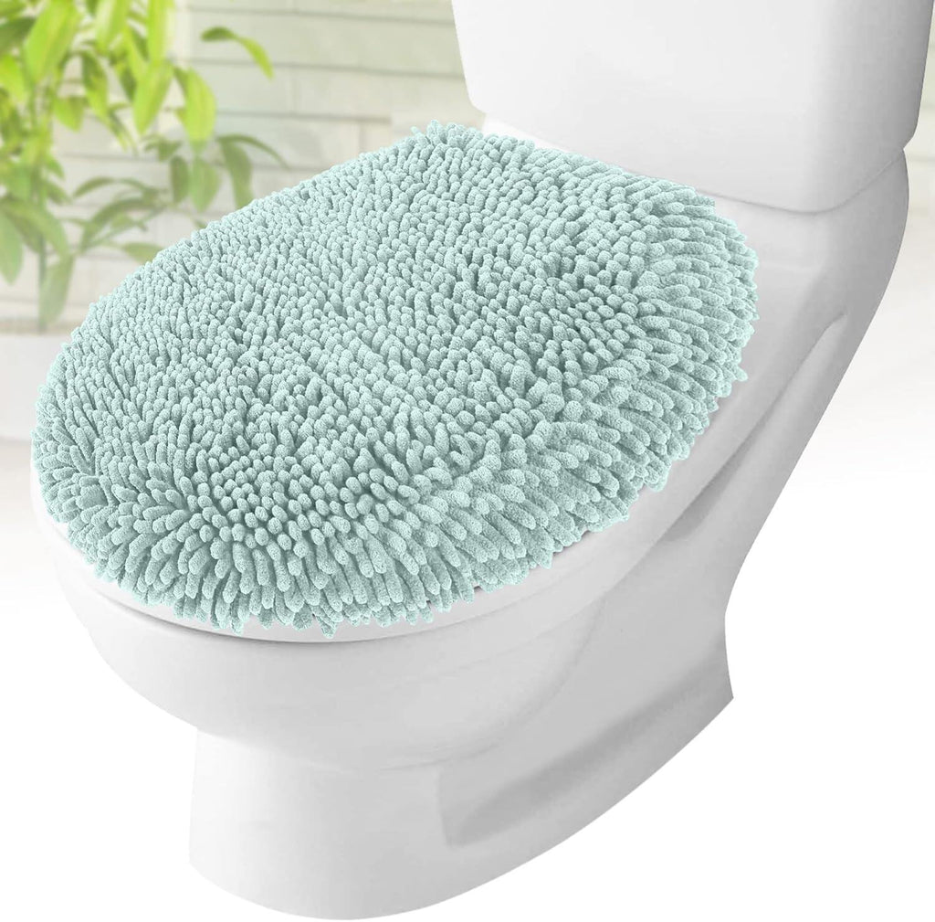 Toilet Lid Cover - Plush Microfiber Oval Toilet Seat Covers for Bathroom
