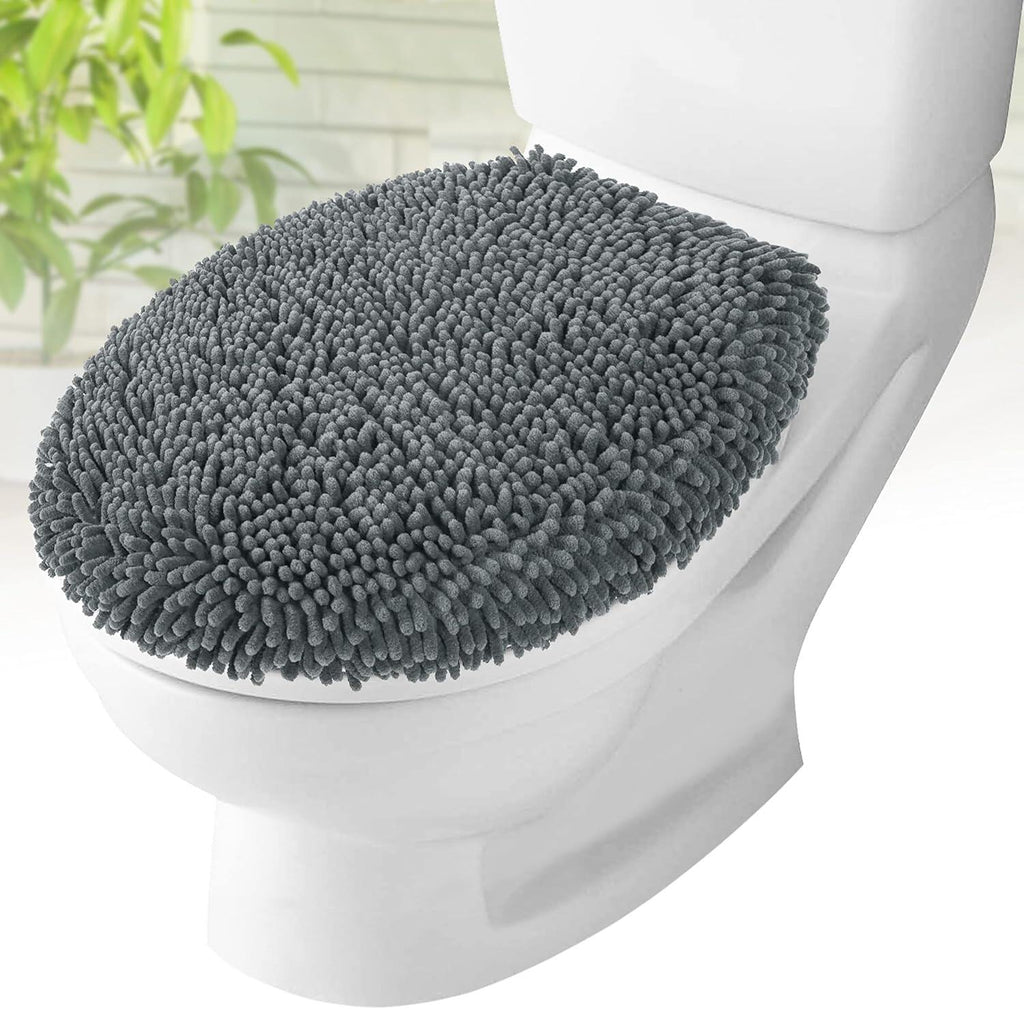 Toilet Lid Cover - Plush Microfiber Oval Toilet Seat Covers for Bathroom