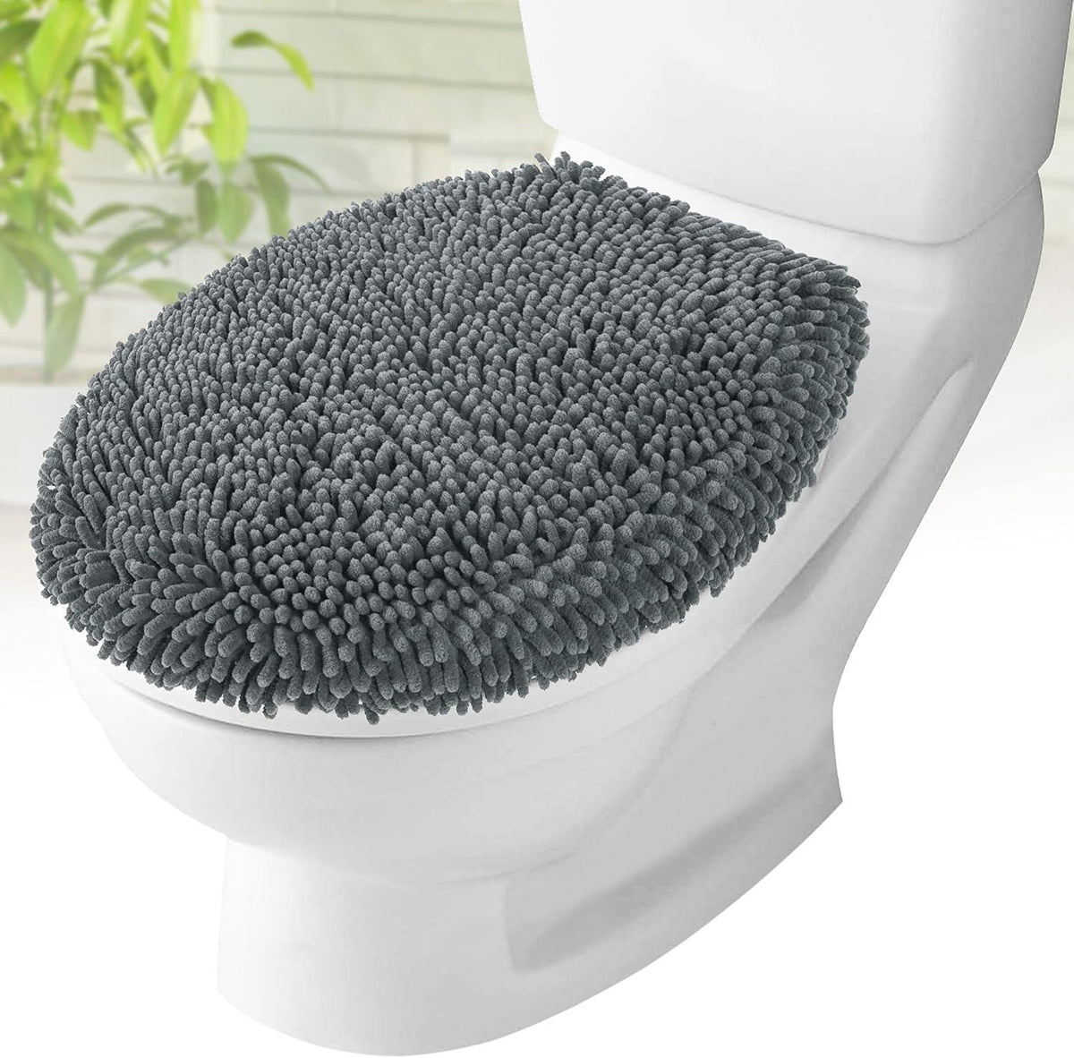 Toilet Lid Cover - Plush Microfiber Oval Toilet Seat Covers for Bathroom