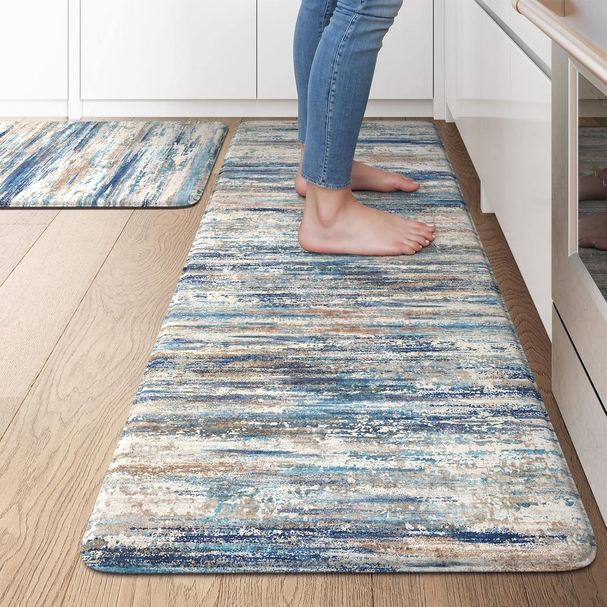 Anti Fatigue Kitchen Mats for Floor, Abstract Farmhouse Kitchen Rugs