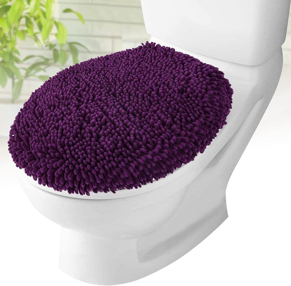 Toilet Lid Cover - Plush Microfiber Oval Toilet Seat Covers for Bathroom