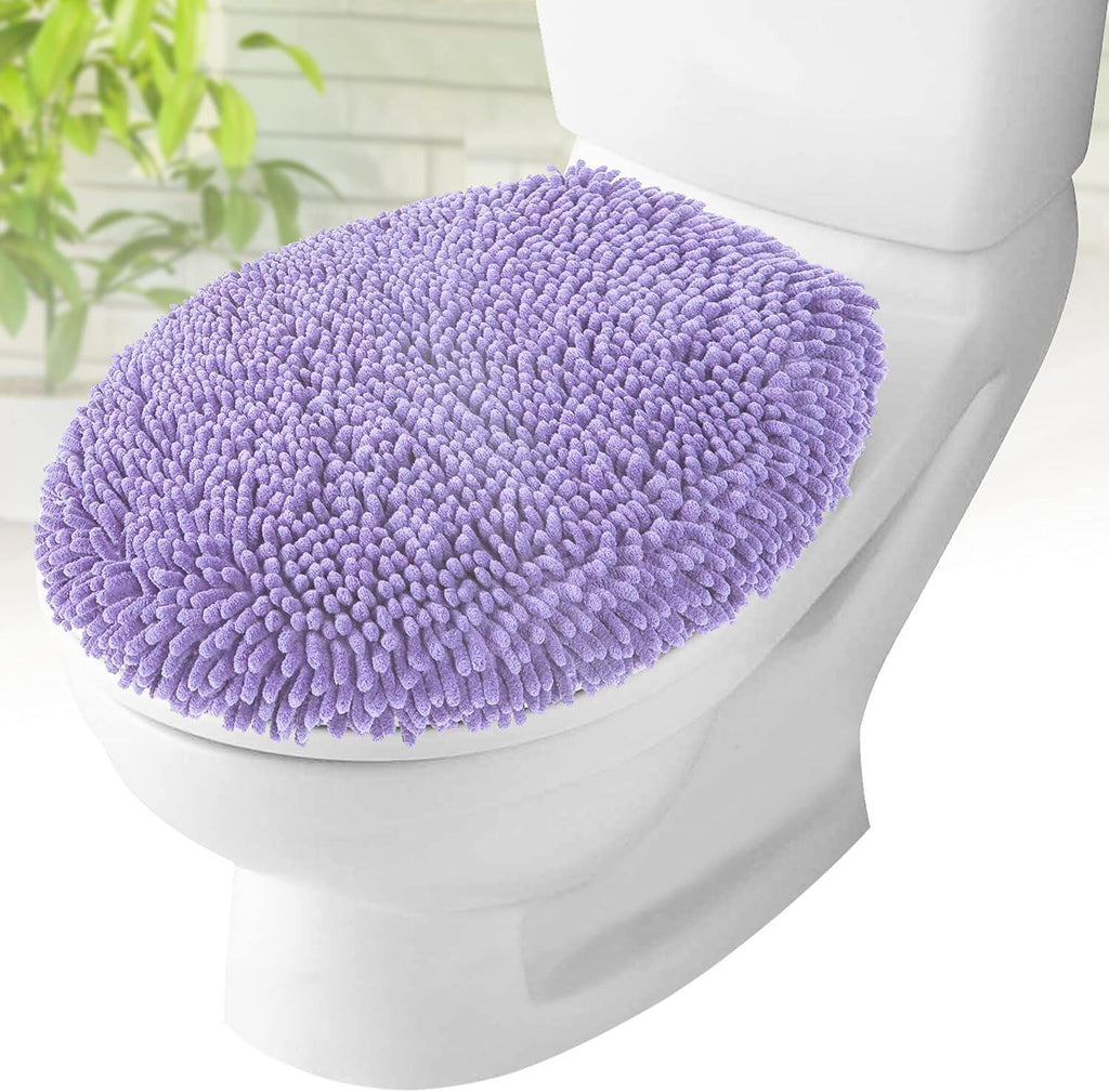 Toilet Lid Cover - Plush Microfiber Oval Toilet Seat Covers for Bathroom
