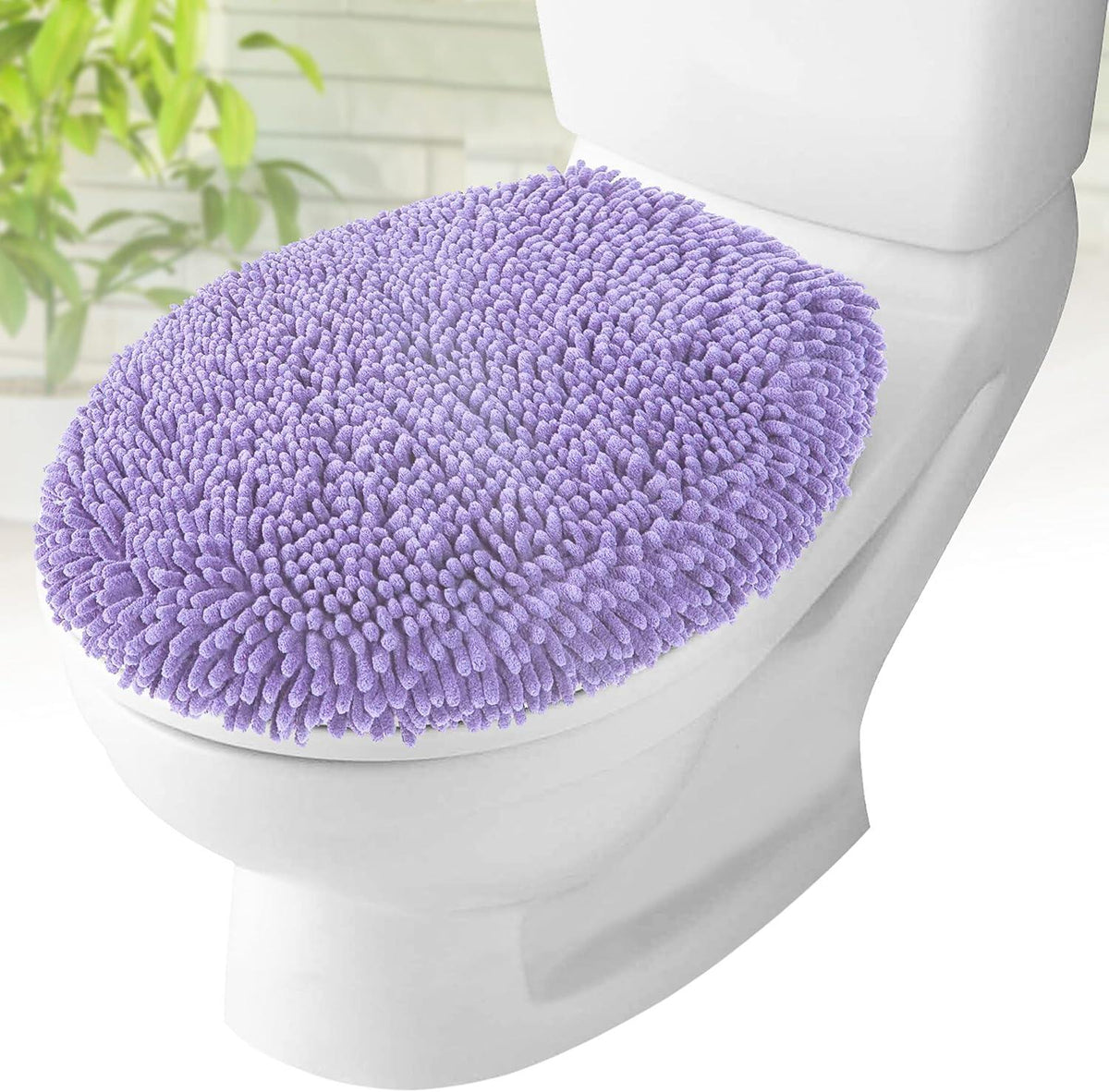 Toilet Lid Cover - Plush Microfiber Oval Toilet Seat Covers for Bathroom