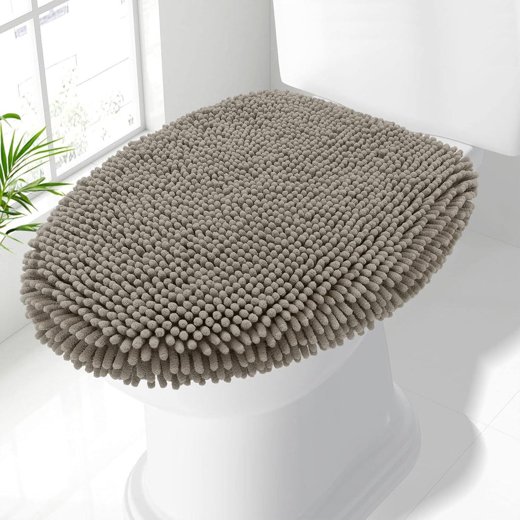 Soft Chenille Bathroom Toilet Lid Cover, Machine Washable Covers