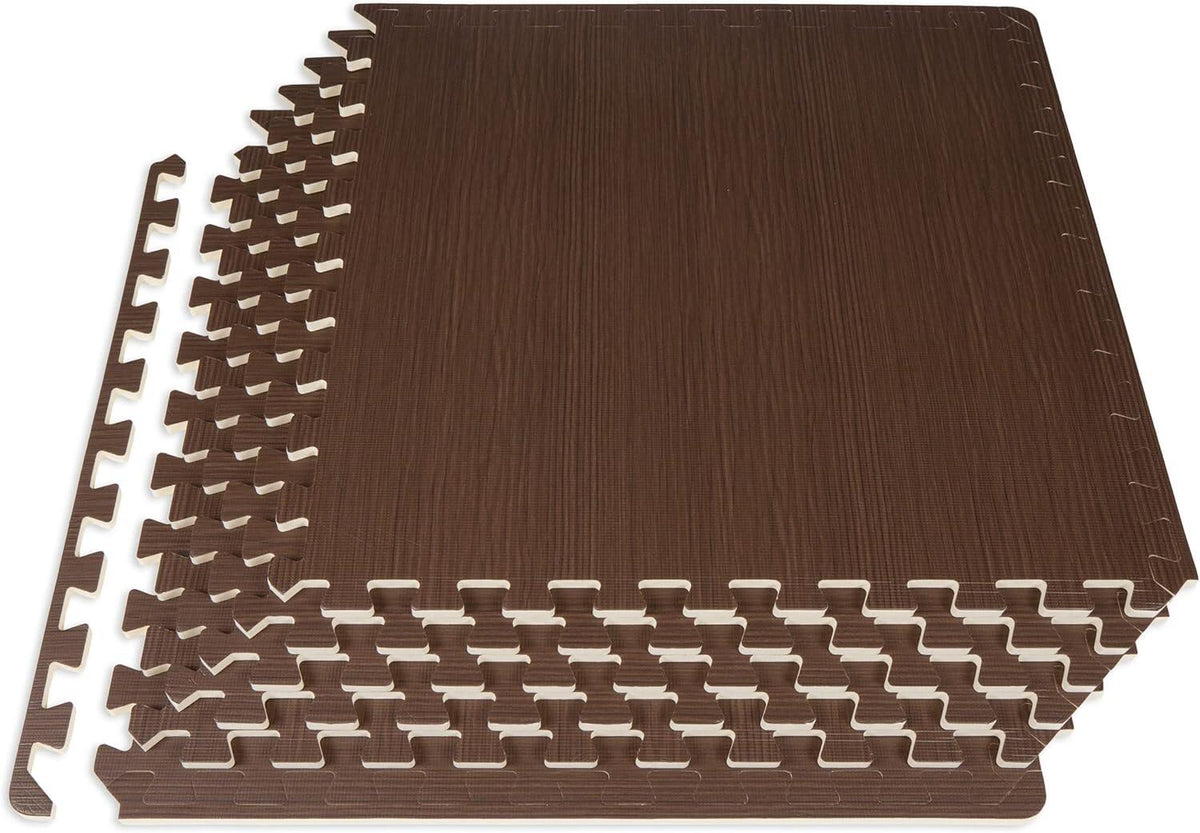 Wood Grain Puzzle Mat ½-inch, 6 EVA Foam Interlocking Floor Tiles