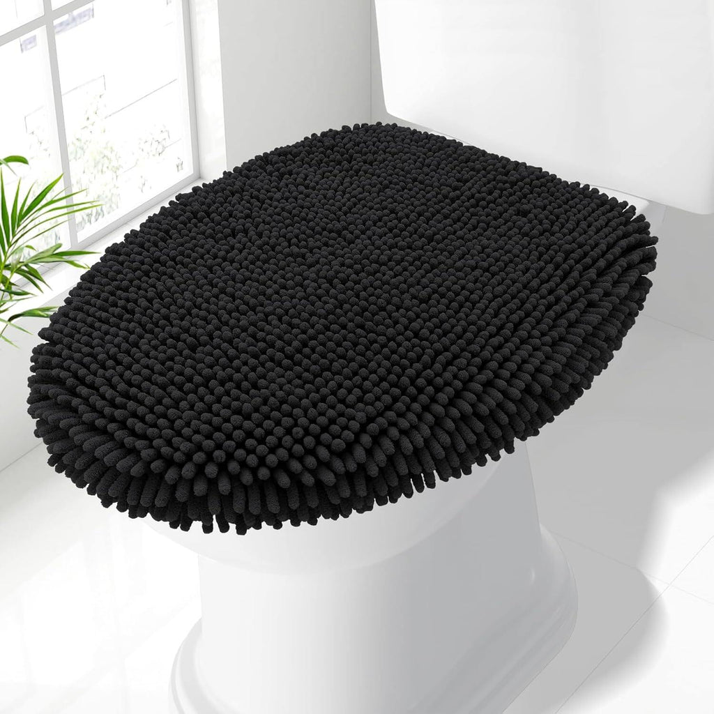 Soft Chenille Bathroom Toilet Lid Cover, Machine Washable Covers