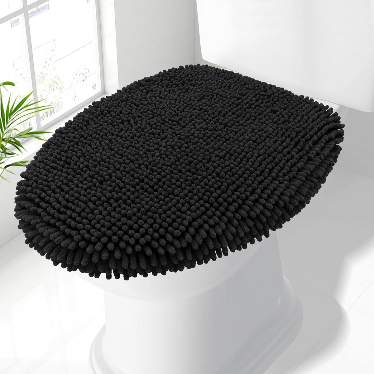 Soft Chenille Bathroom Toilet Lid Cover, Machine Washable Covers