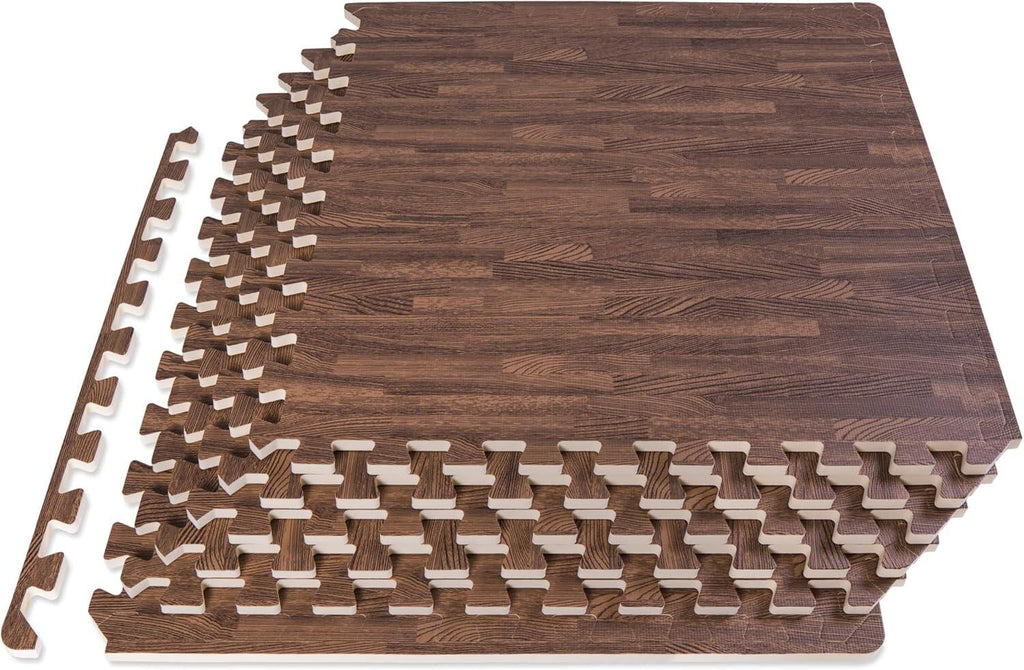 Wood Grain Puzzle Mat ½-inch, 6 EVA Foam Interlocking Floor Tiles