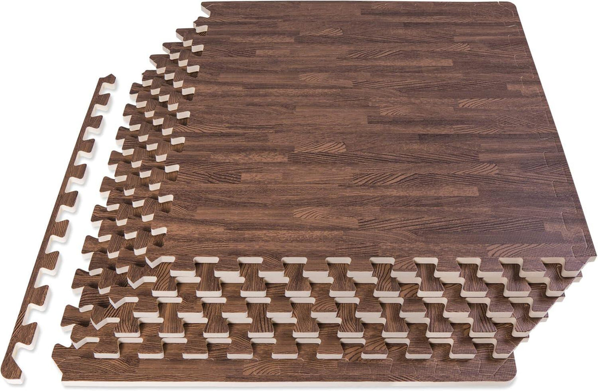 Wood Grain Puzzle Mat ½-inch, 6 EVA Foam Interlocking Floor Tiles