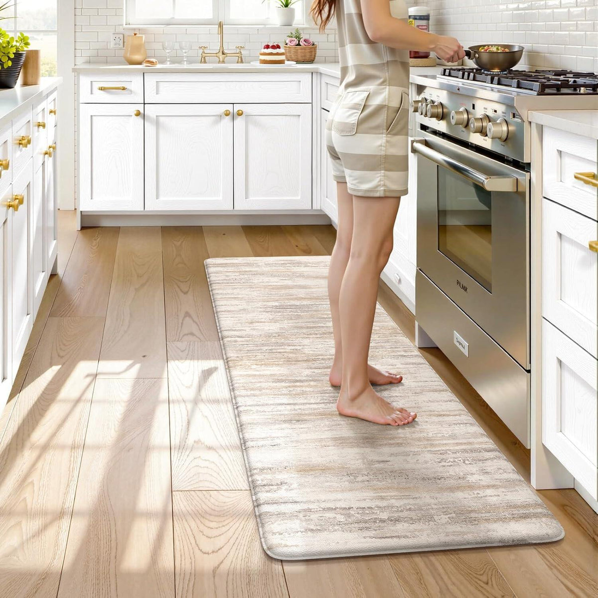 Anti Fatigue Kitchen Mats for Floor, Abstract Farmhouse Kitchen Rugs