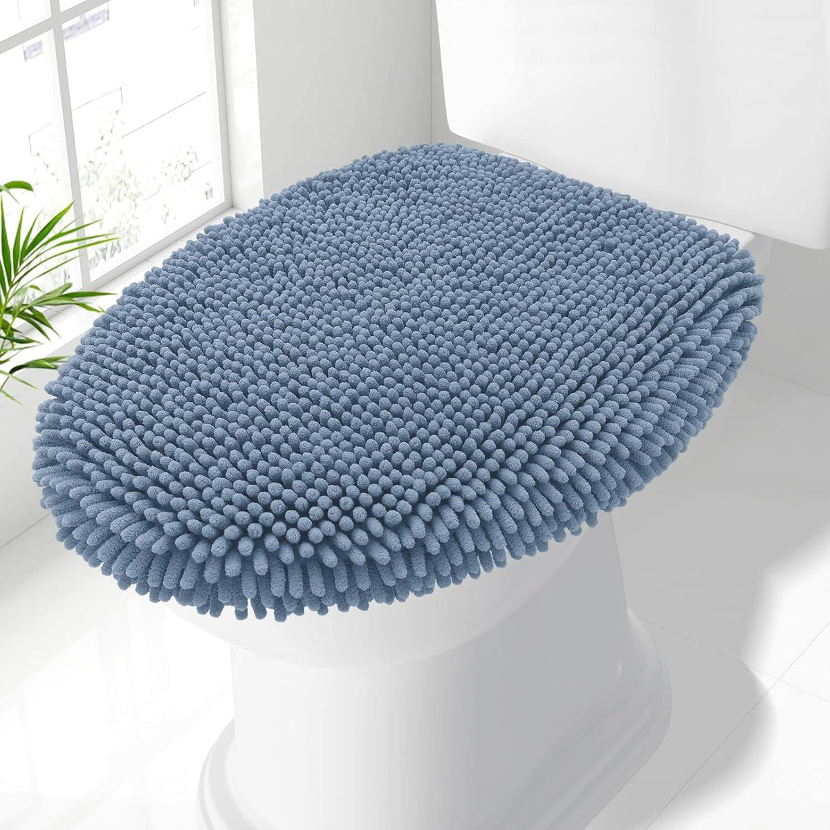 Soft Chenille Bathroom Toilet Lid Cover, Machine Washable Covers