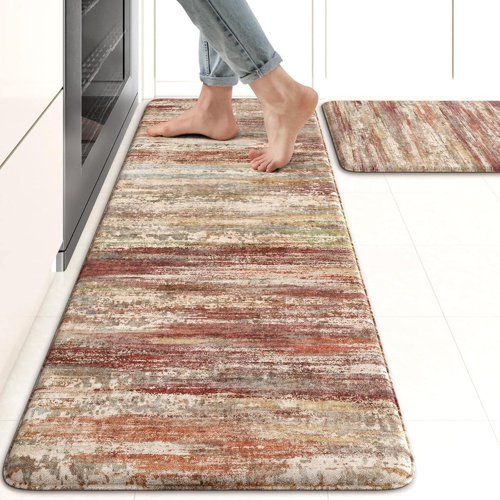 Anti Fatigue Kitchen Mats for Floor, Abstract Farmhouse Kitchen Rugs