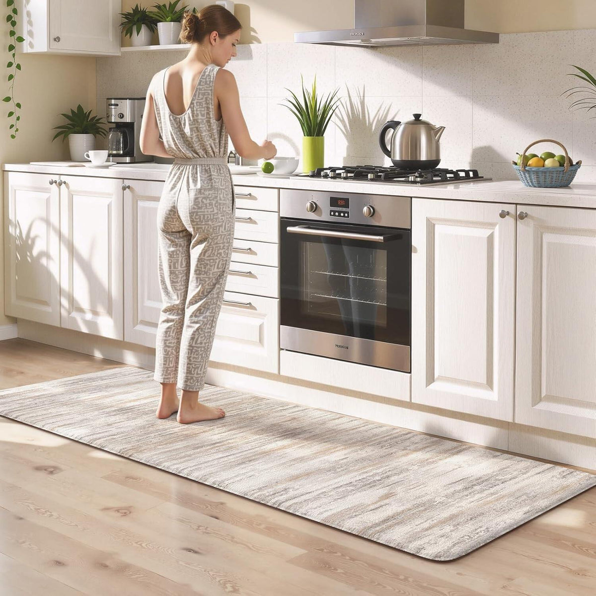 Anti Fatigue Kitchen Mats for Floor, Abstract Farmhouse Kitchen Rugs