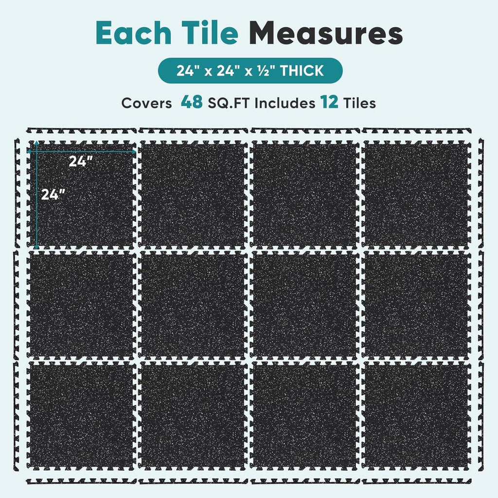 Interlocking Foam/Rubber Floor Tiles, Gym Flooring for Home Gym Mat