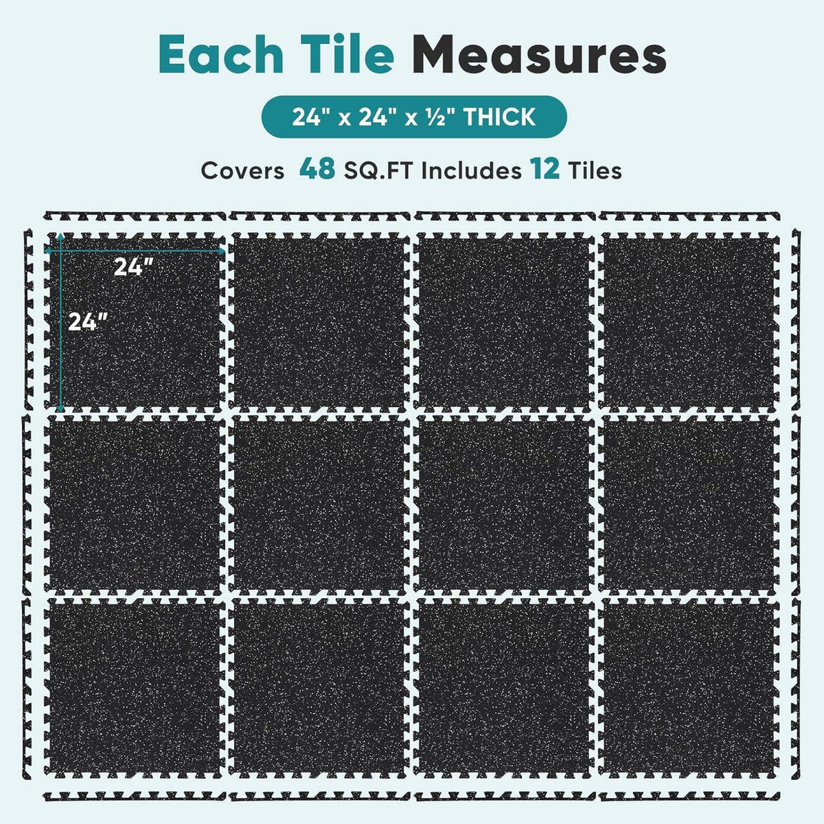 Interlocking Foam/Rubber Floor Tiles, Gym Flooring for Home Gym Mat