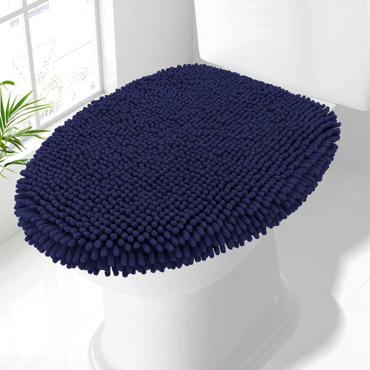 Soft Chenille Bathroom Toilet Lid Cover, Machine Washable Covers