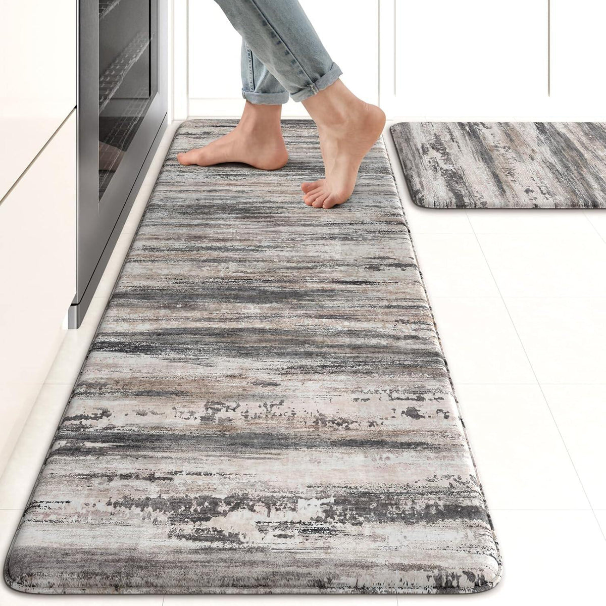 Anti Fatigue Kitchen Mats for Floor, Abstract Farmhouse Kitchen Rugs