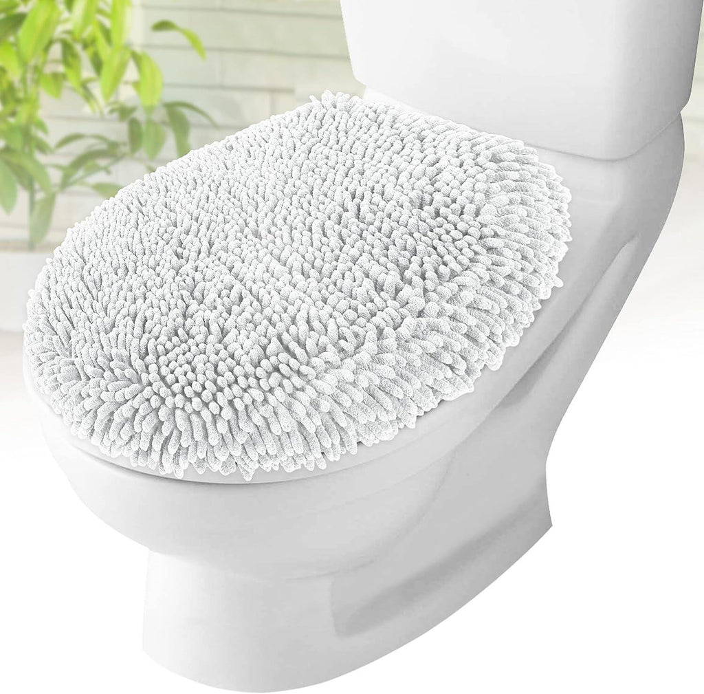 Toilet Lid Cover - Plush Microfiber Oval Toilet Seat Covers for Bathroom