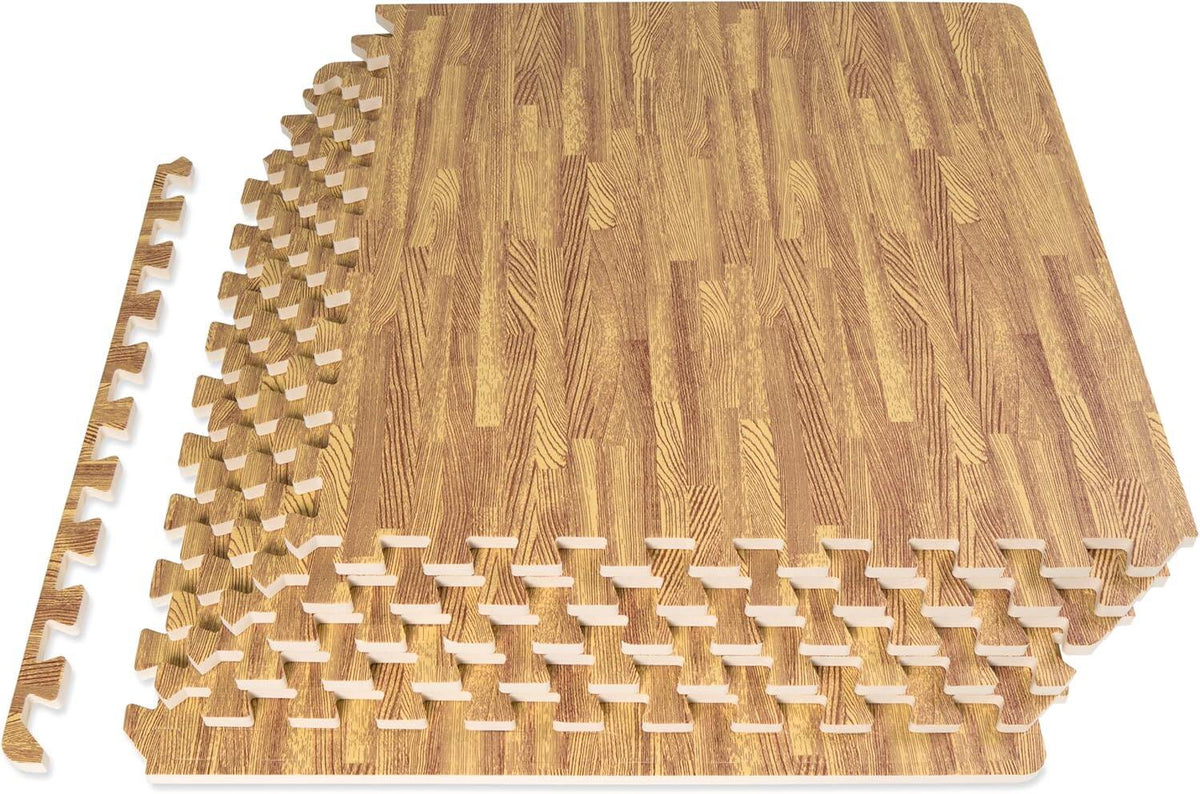 Wood Grain Puzzle Mat ½-inch, 6 EVA Foam Interlocking Floor Tiles