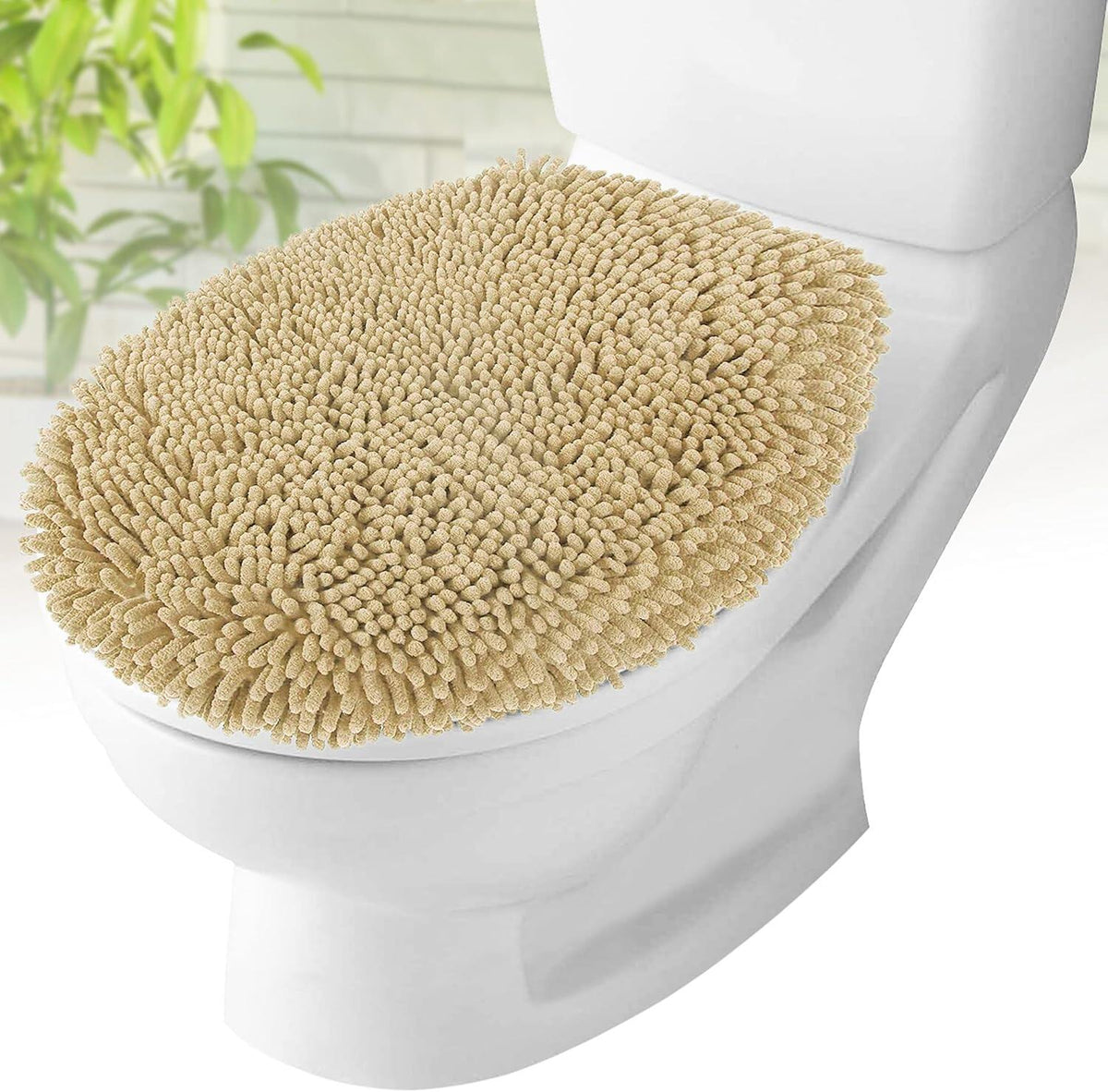 Toilet Lid Cover - Plush Microfiber Oval Toilet Seat Covers for Bathroom