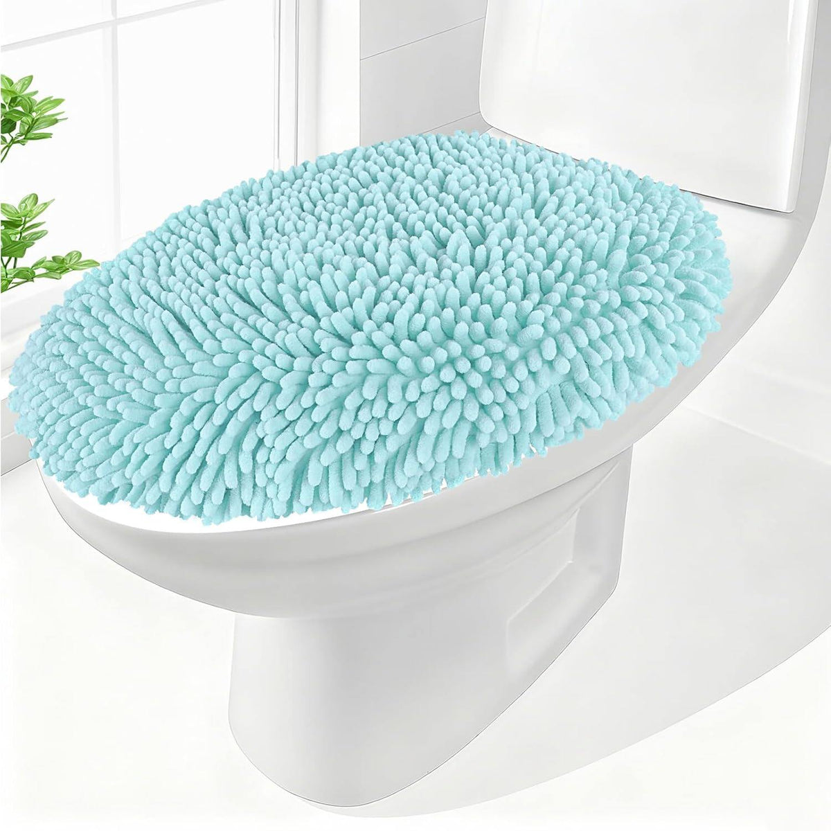 Elongated Toilet Seat Cover ,Adjustable Rubber Backing