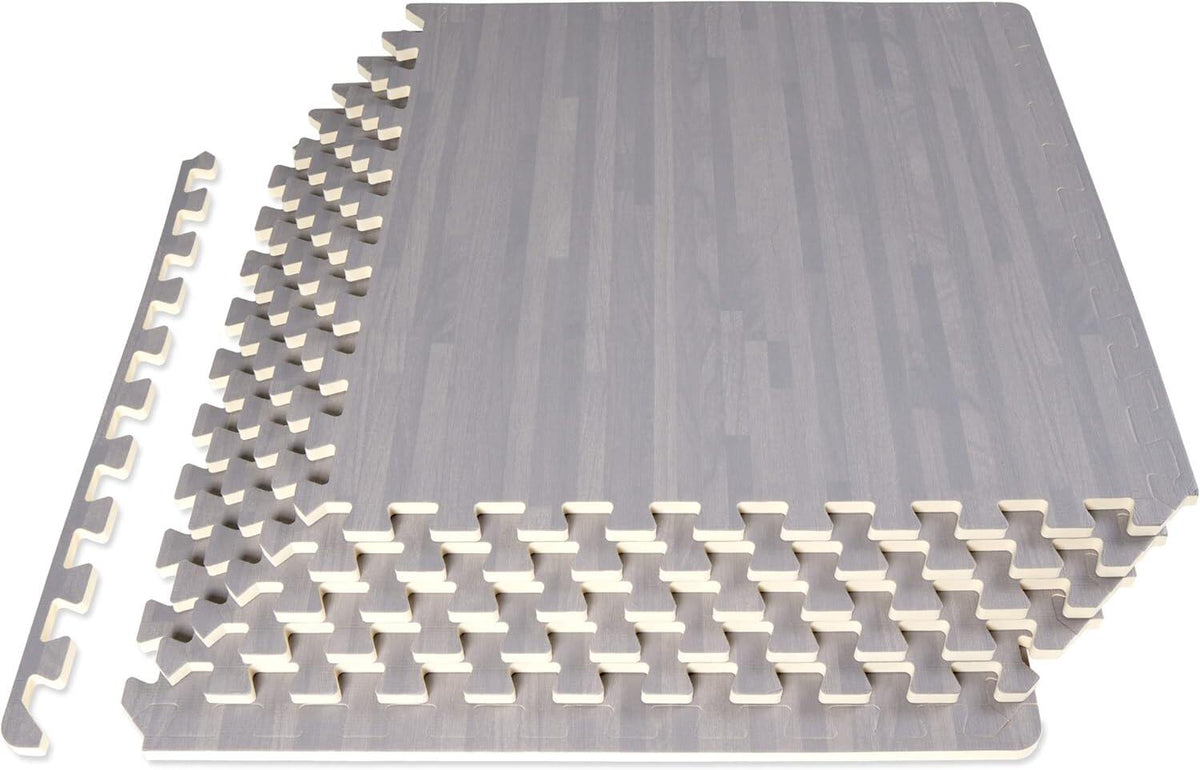Wood Grain Puzzle Mat ½-inch, 6 EVA Foam Interlocking Floor Tiles