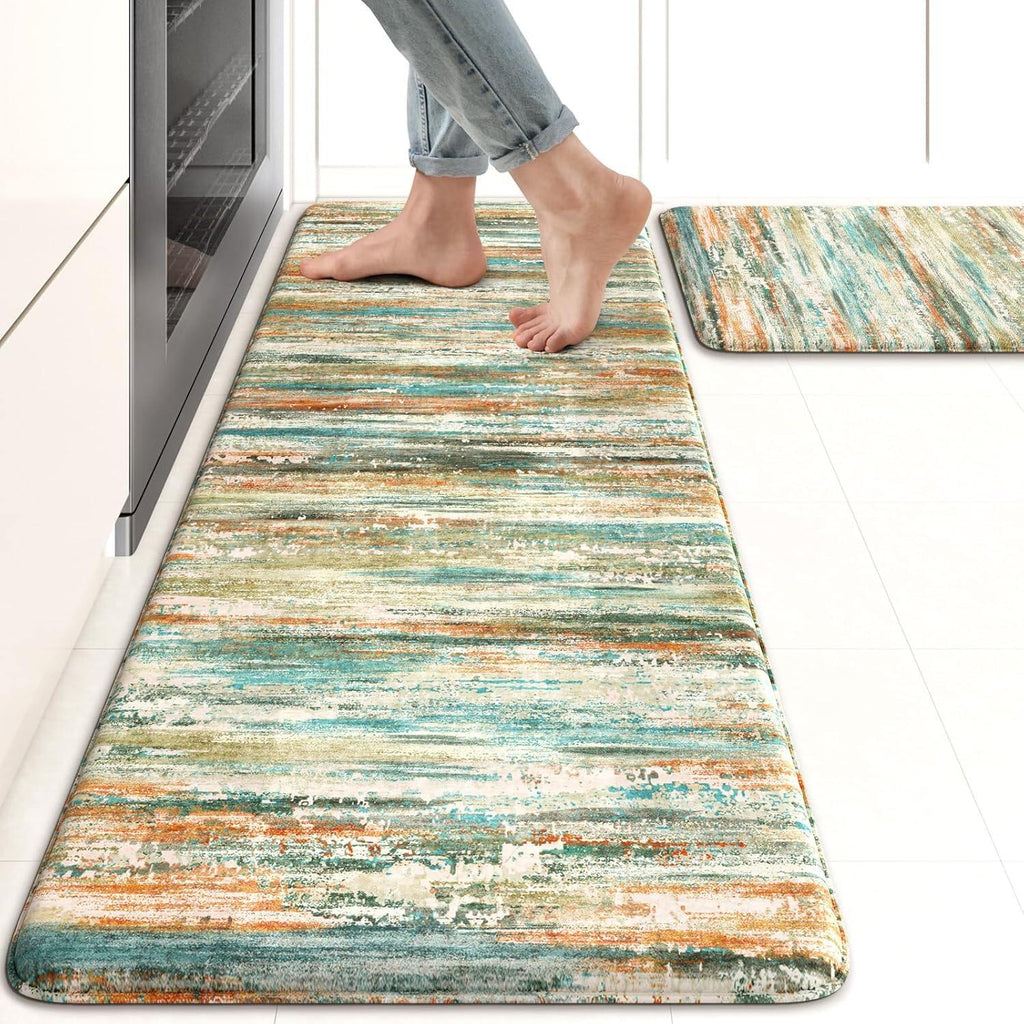 Anti Fatigue Kitchen Mats for Floor, Abstract Farmhouse Kitchen Rugs