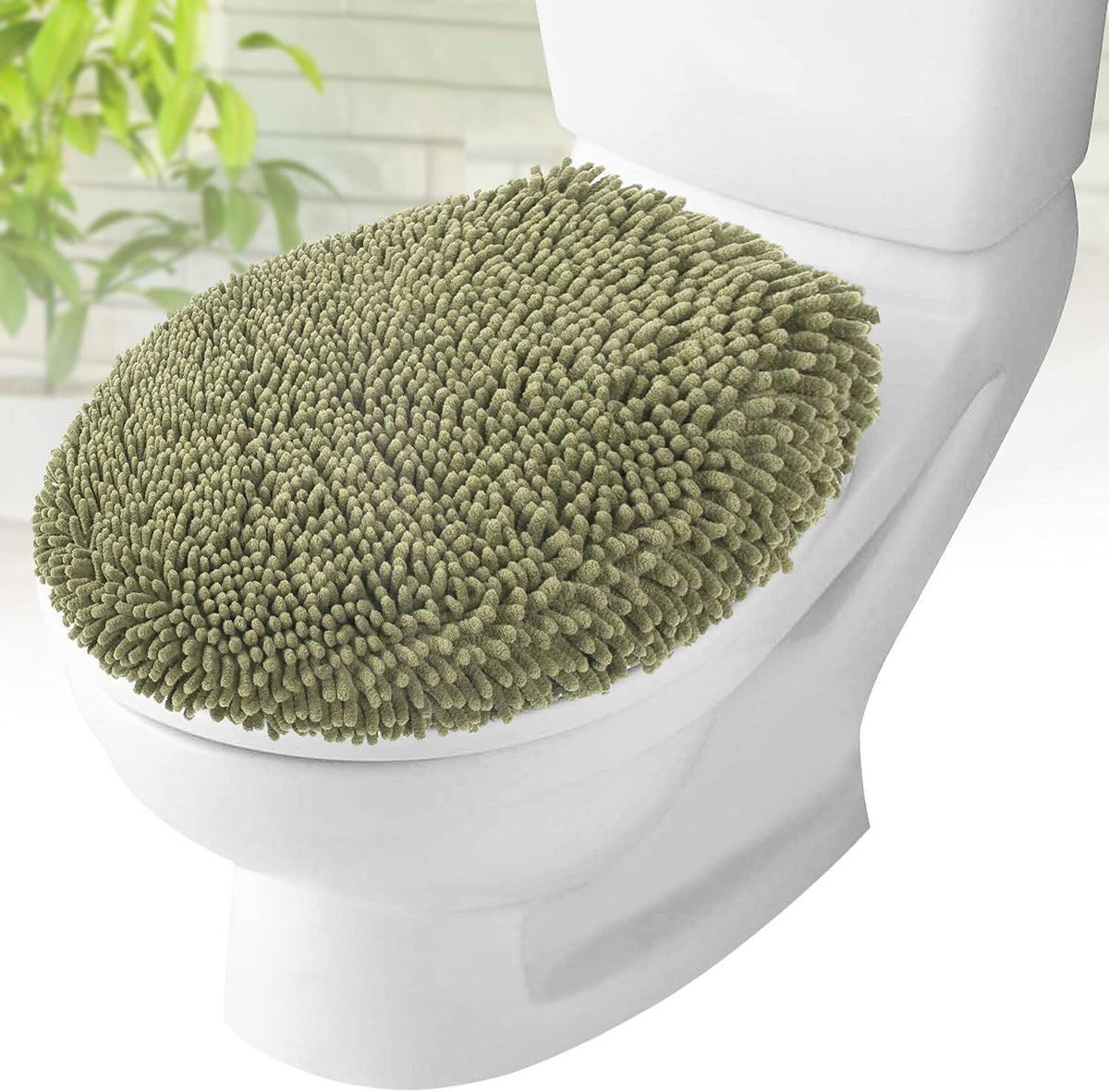 Toilet Lid Cover - Plush Microfiber Oval Toilet Seat Covers for Bathroom