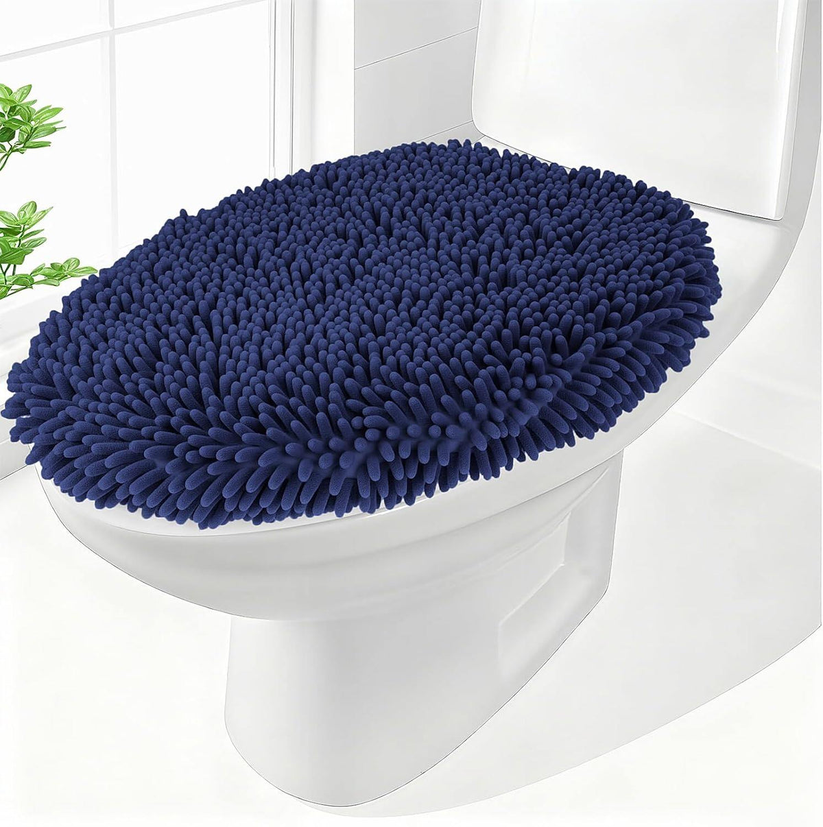 Elongated Toilet Seat Cover ,Adjustable Rubber Backing