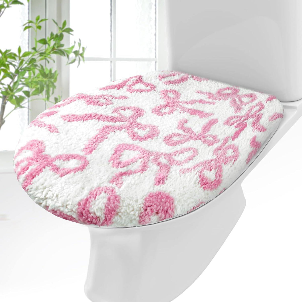 Toilet Lid Cover Washable Cute Plush Toilet Cover