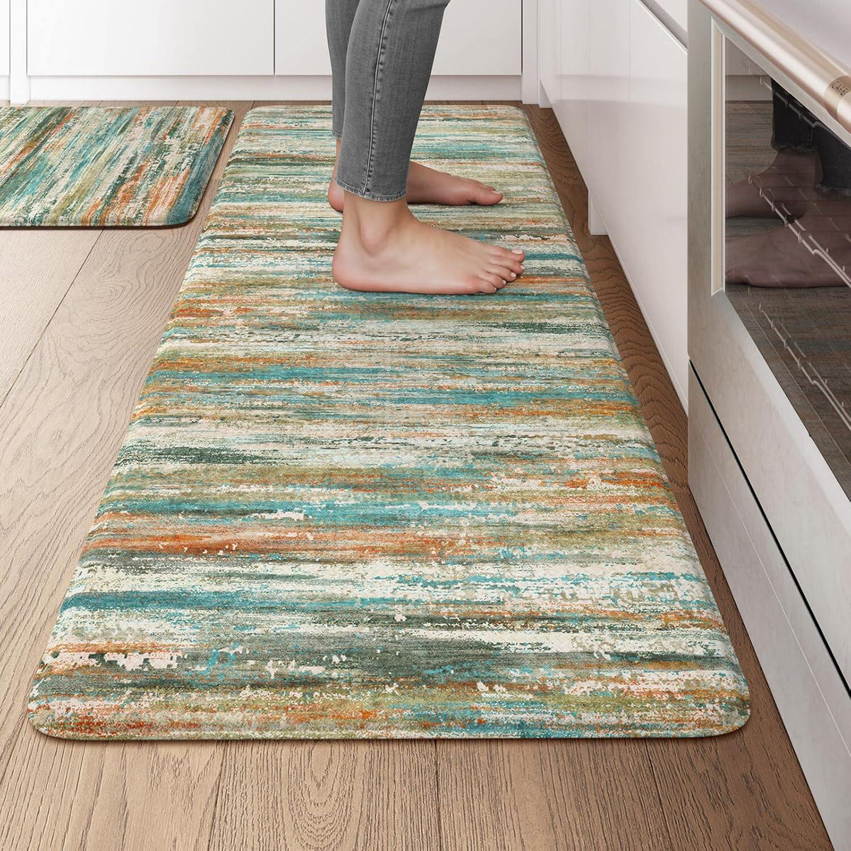 Anti Fatigue Kitchen Mats for Floor, Abstract Farmhouse Kitchen Rugs