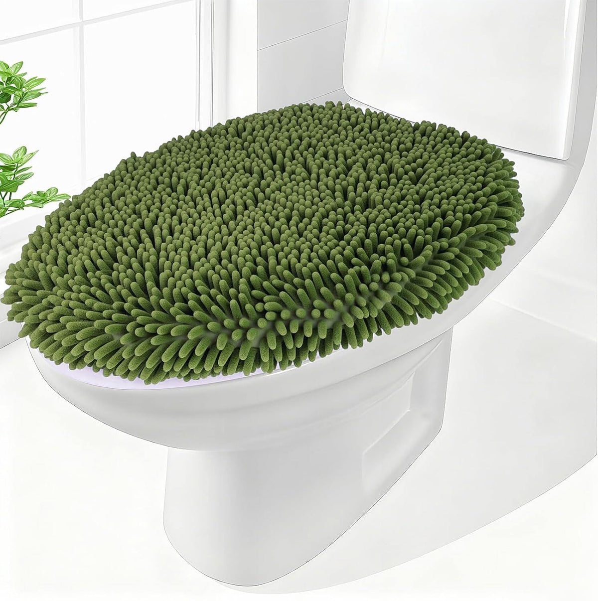 Elongated Toilet Seat Cover ,Adjustable Rubber Backing