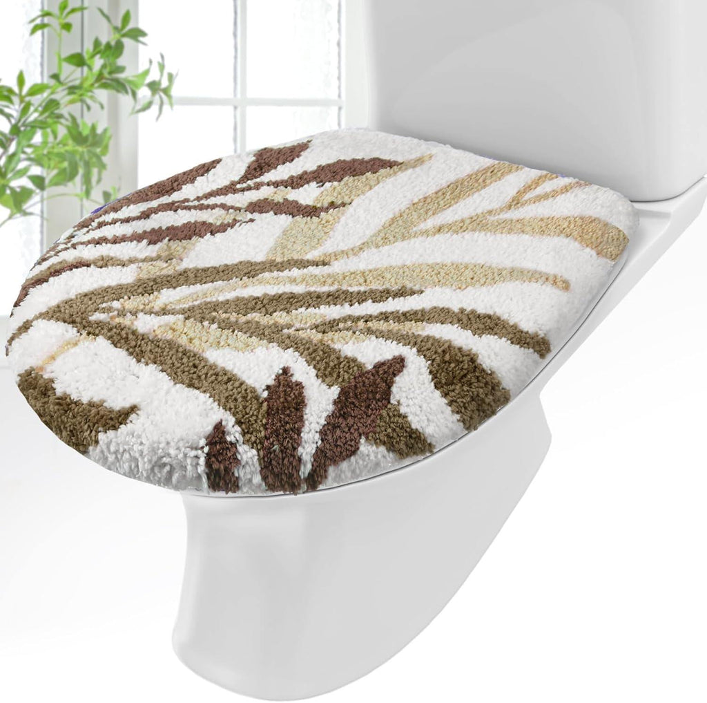 Bathroom Toilet Lid Cover Soft Microfiber, Plush Tufted Toilet Seat