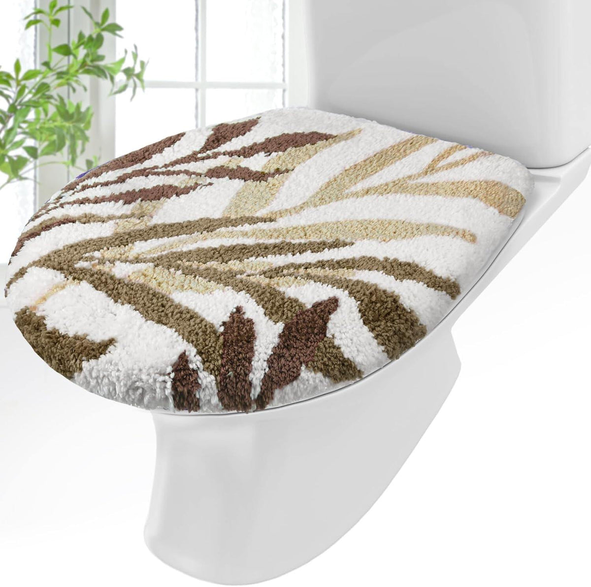 Bathroom Toilet Lid Cover Soft Microfiber, Plush Tufted Toilet Seat