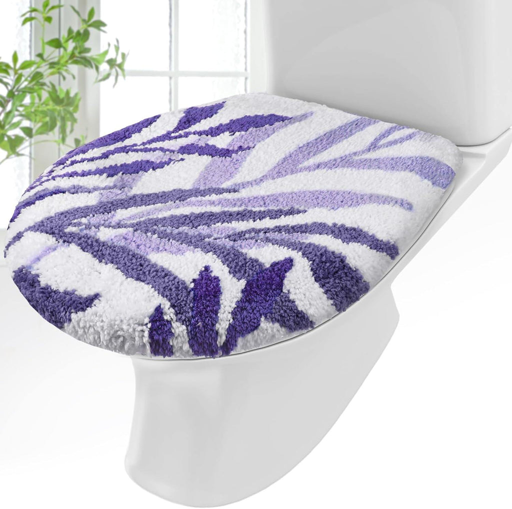 Bathroom Toilet Lid Cover Soft Microfiber, Plush Tufted Toilet Seat