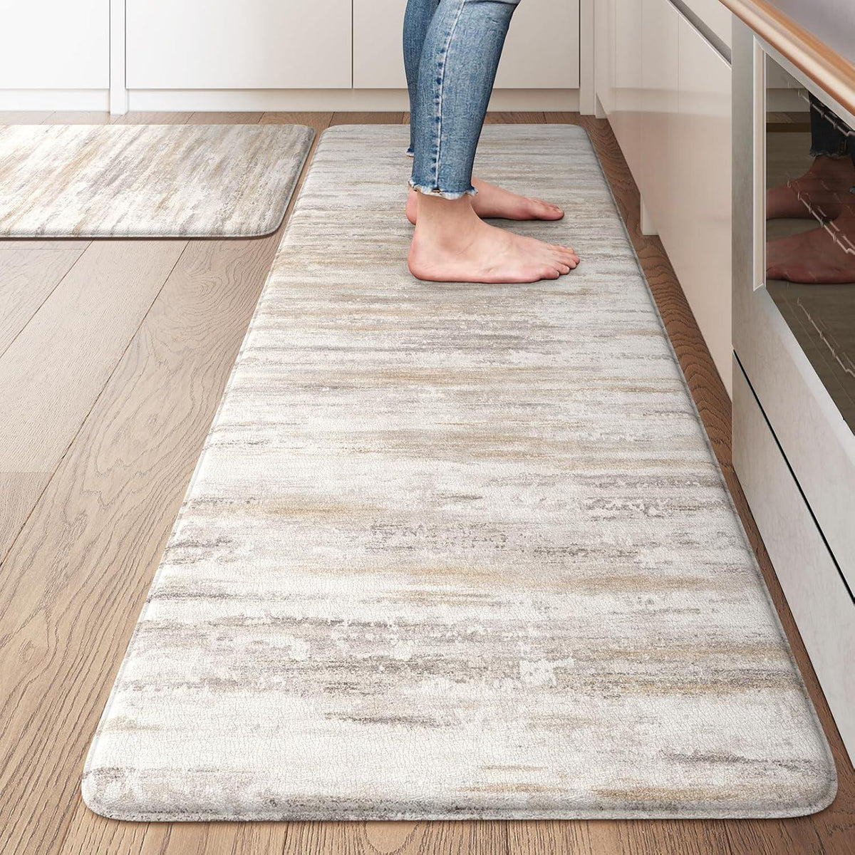 Anti Fatigue Kitchen Mats for Floor, Abstract Farmhouse Kitchen Rugs