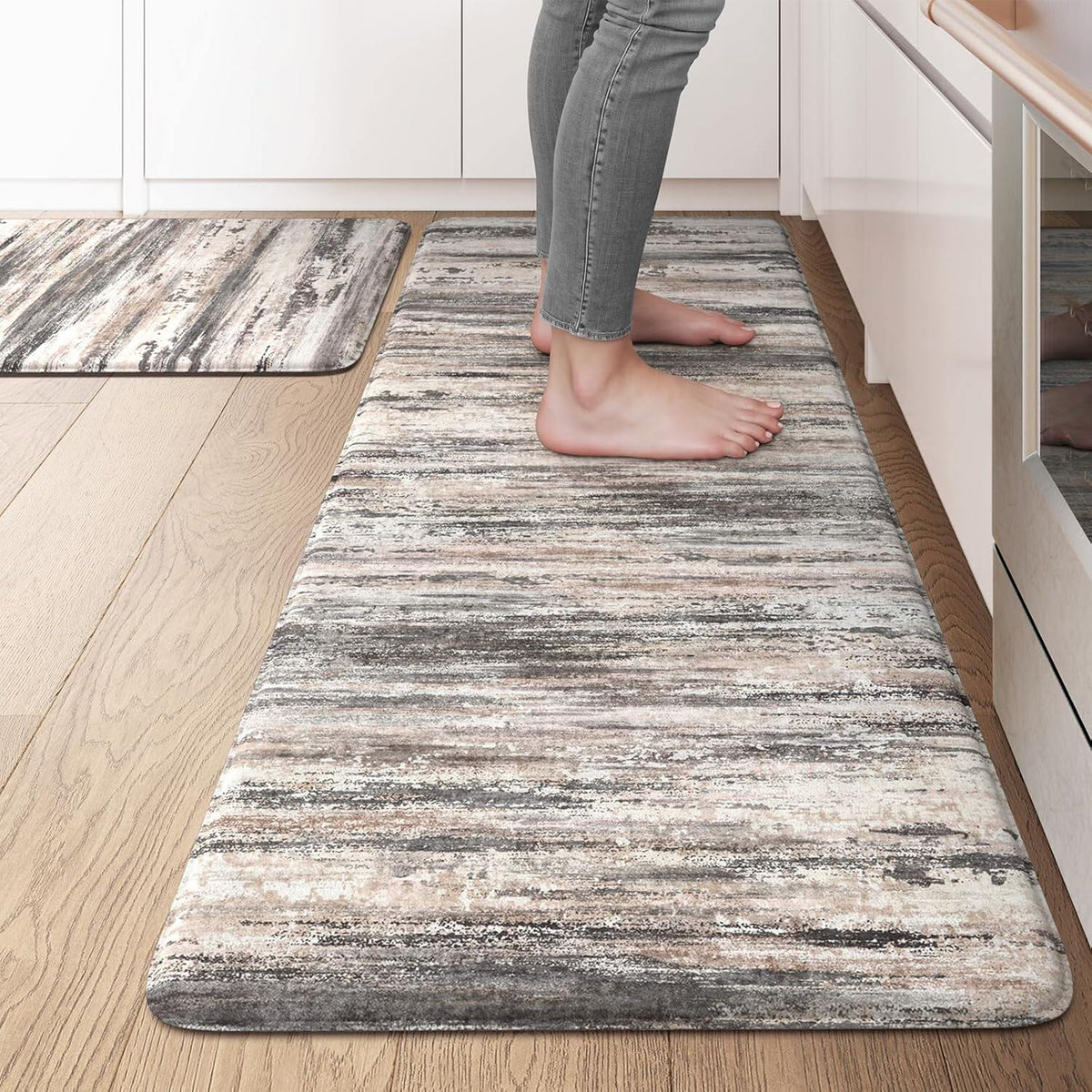 Anti Fatigue Kitchen Mats for Floor, Abstract Farmhouse Kitchen Rugs