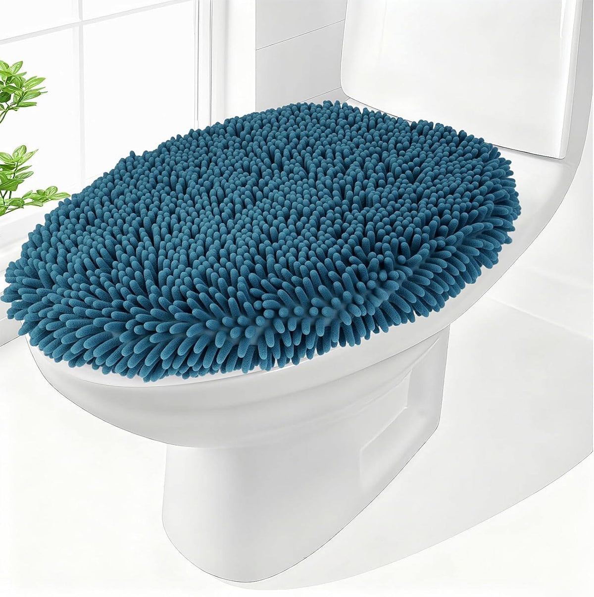 Elongated Toilet Seat Cover ,Adjustable Rubber Backing