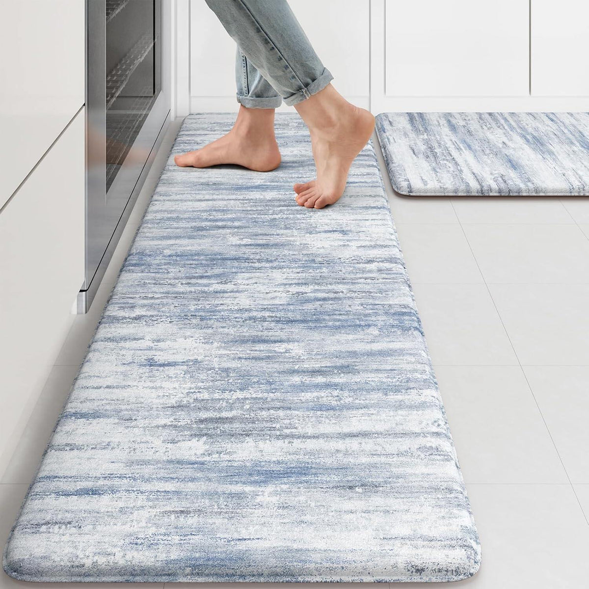 Anti Fatigue Kitchen Mats for Floor, Abstract Farmhouse Kitchen Rugs