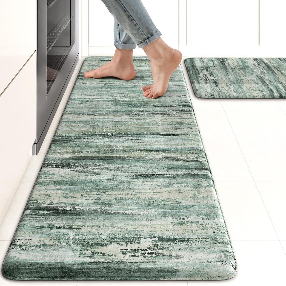Anti Fatigue Kitchen Mats for Floor, Abstract Farmhouse Kitchen Rugs