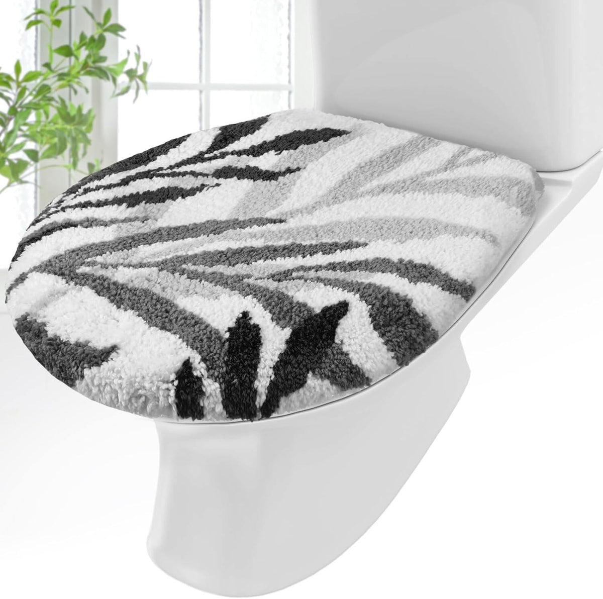Bathroom Toilet Lid Cover Soft Microfiber, Plush Tufted Toilet Seat